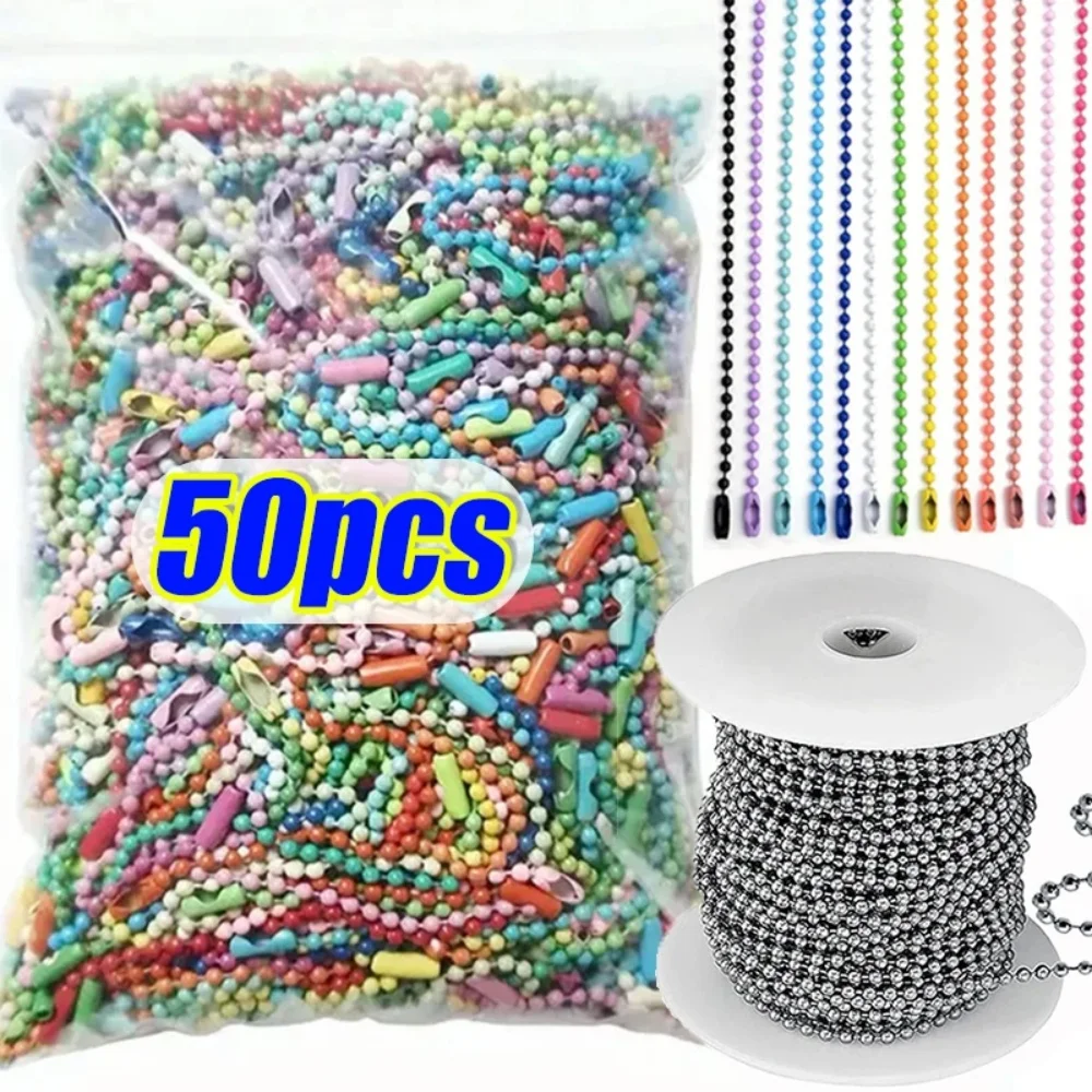 10/30/50/100pcs Ball Bead Chains Fits Key Chain/Label Hand Tag Connector For DIY Bracelet Jewelry Making Accessorises