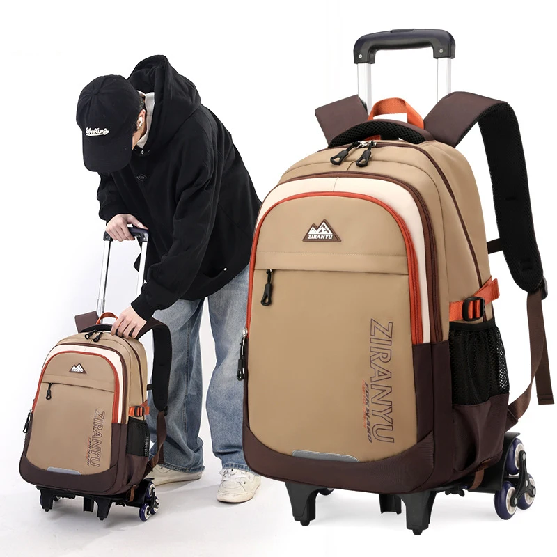 

Children School Bag With Wheels Kids Rolling Backpack for Boys Wheeled Backpack Student Trolley School Book bag Carry on Luggage