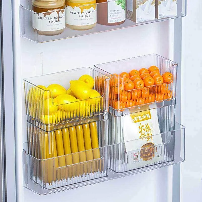 

Kitchen Fridge Side Door Storage Box Egg Organizer American Style Pure Color Food Storage Box for Household Organization