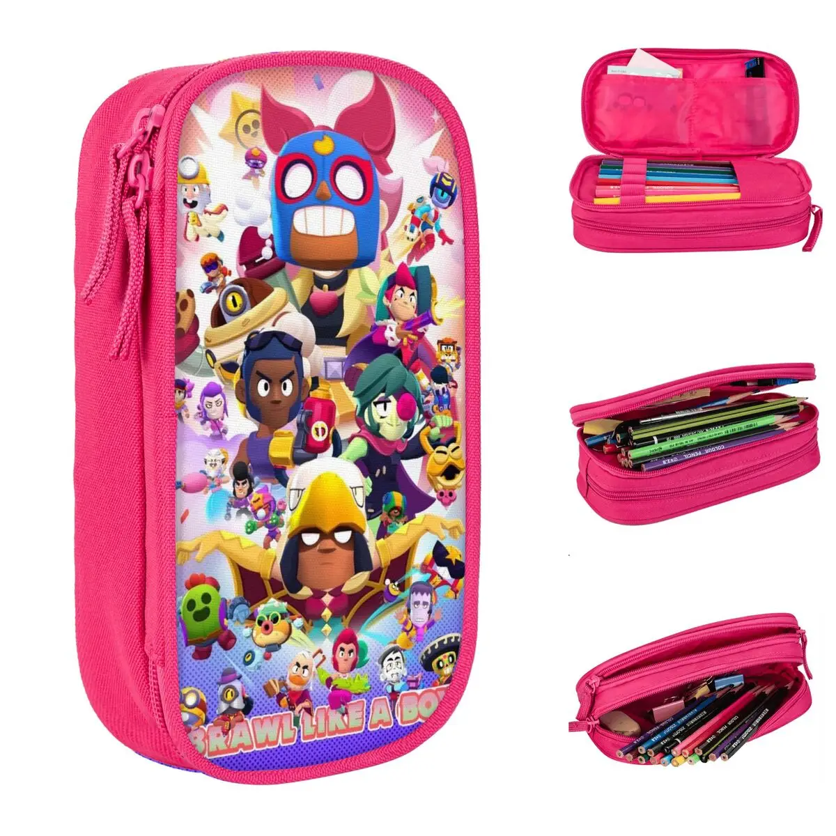 lovely brawled game el primo pencil case pen holder para estudante grande armazenamento lapis bolsas office zipper papelaria 01