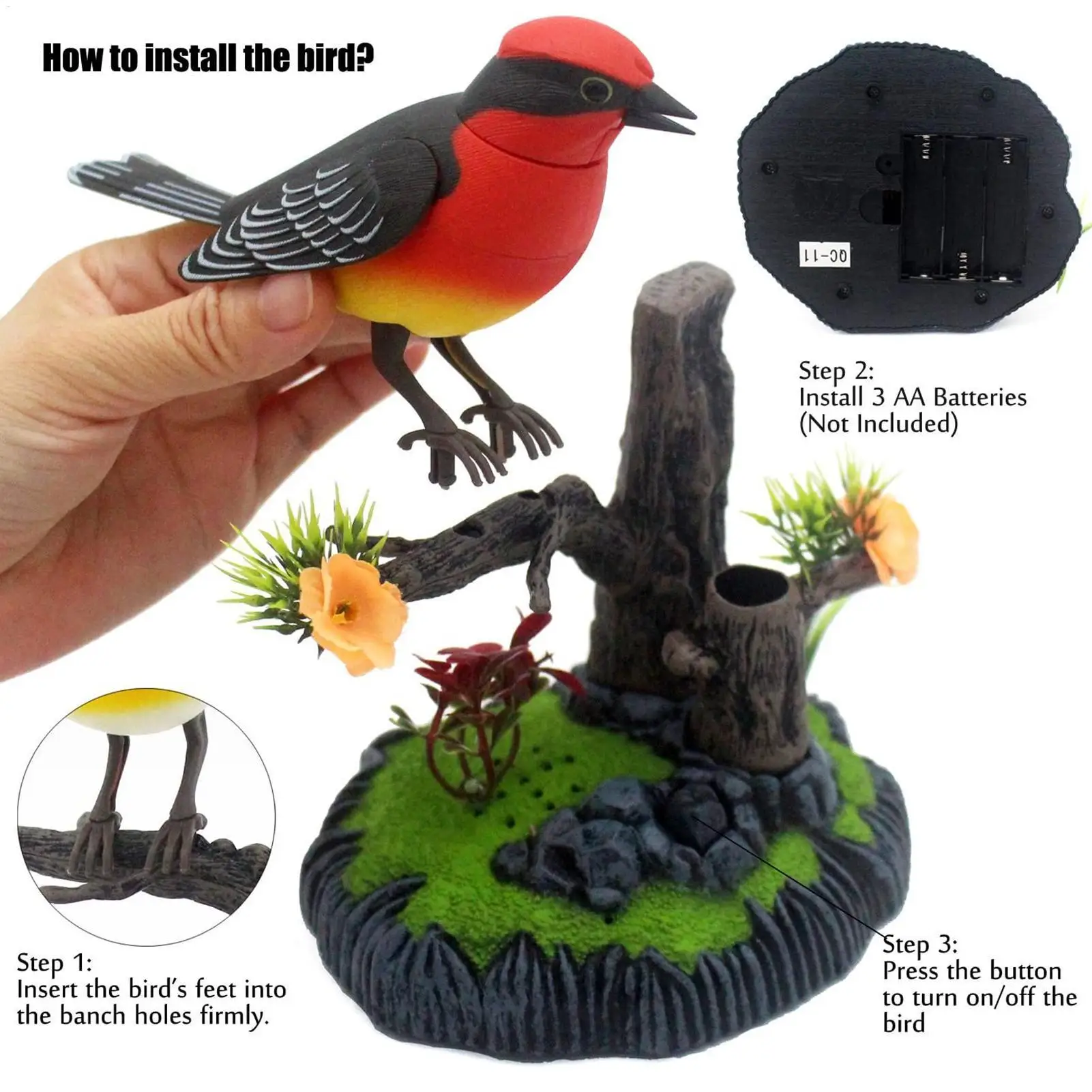 Simulation d'oiseau électronique, porte-stylo mignon, décoratif, réaliste, pour animaux de compagnie, pour écoliers, chambre à coucher, salon, cuisine