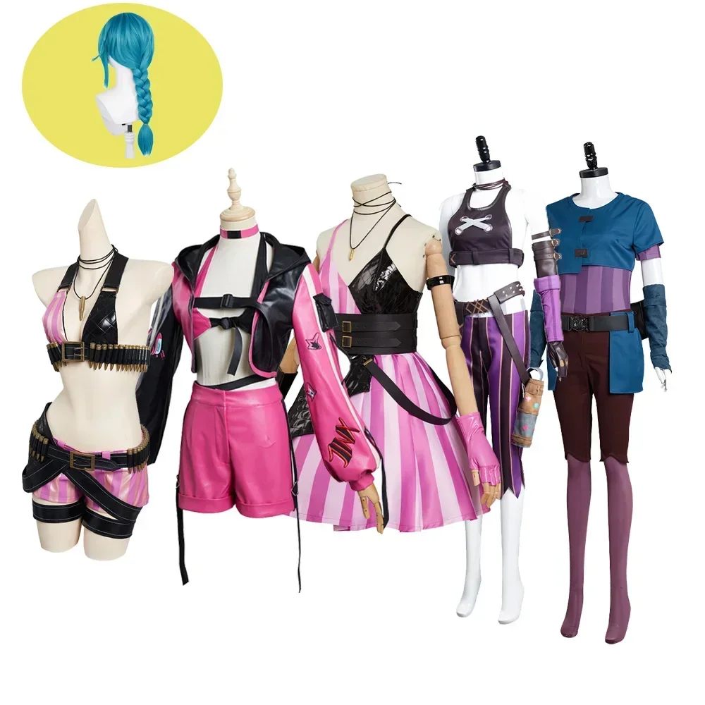 

Game LoL Jinx Cosplay Costume Jumpsuit Dress Swimsuit Outfits Fantasia Halloween Carnival Party Roleplay Disguise Clothes