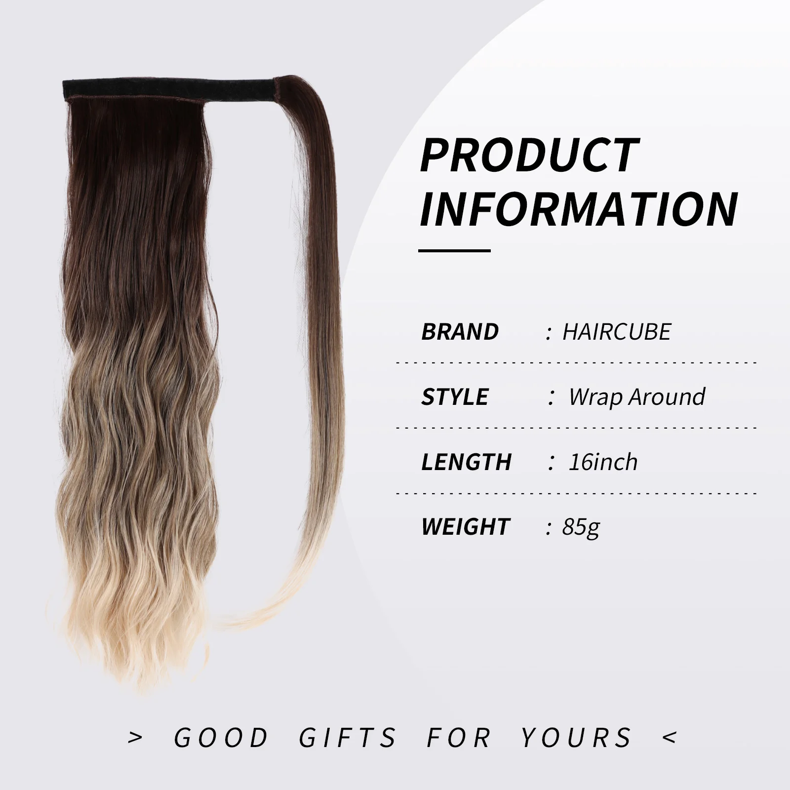 Long Wavy Ponytail Blonde Brown Ombre PonyTail Wrap Around Clip in Hair Extensions Hairpiece for Black Women Afro Heat Resistant