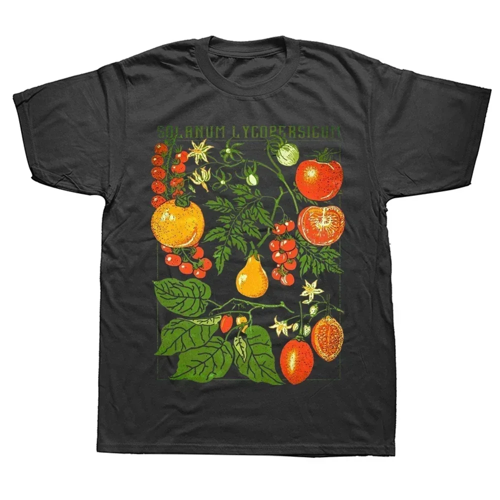 Botanical Garden Plant Print Art Botany Bloom Fruit Flower Grow T Shirts New Tomato Printed Cotton Short Sleeve O-Neck T-Shirts