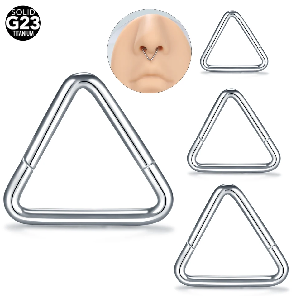 

1PC Titanium Piercing Triangle Nose Ring Tragus Septum Rings Clip Helix Cartilage Hoop Hinged Nose Piercing Women Jewelry 16G