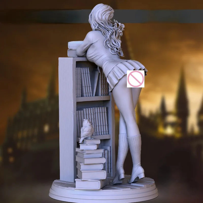 1/24 Scale Library Girl Wearing GK Resin Figure Model Kit Fantasy Hobby Diorama Miniature Unassembled & Unpainted  Toy