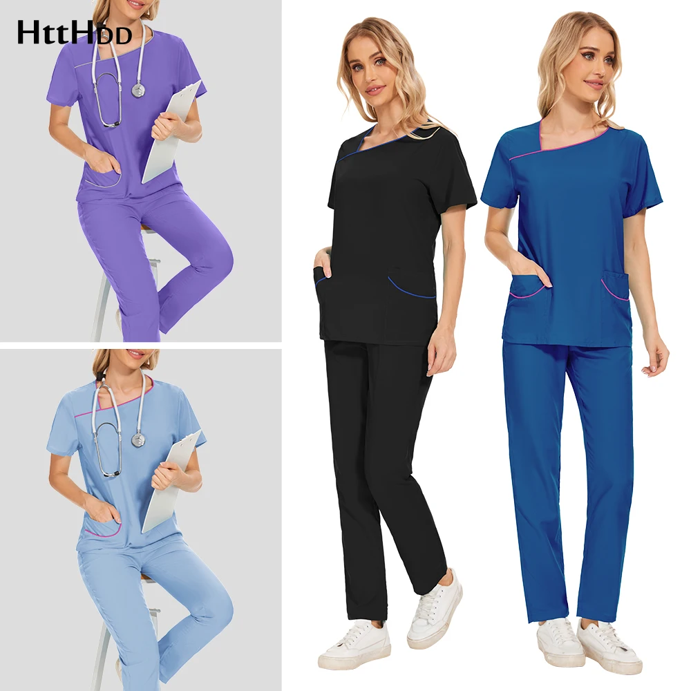 Hospital work suit doctor Surgical gown soft tops pants Pet Dental Clinic scrubs nursing jogger sets women nurse medical blouses