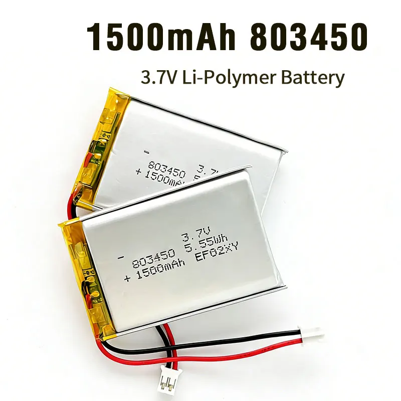 803450 Batteries 3.7V Lithium Polymer Battery 1500mAh Rechargeable Ph2.0 for Massage Instrument Car Recorder Gps Navigation