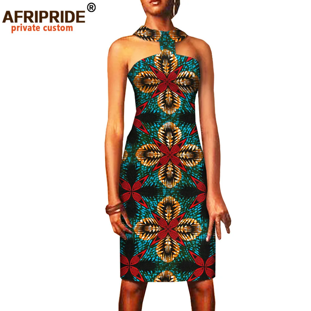 

Summer African Dresses for Women Ankara Print Sleeveless Casual Women Sexy Party Dress Bodycon Dress Mini Dress A1825067