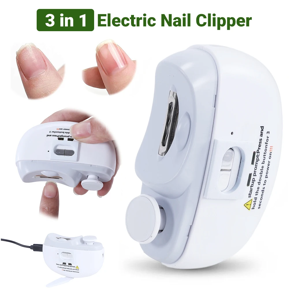 

3 In 1 Automatic Nail Trimmer USB-C Charging Adjustable Manicure Polisher Painless Nails Cutter for Home Office Outdoor Travel