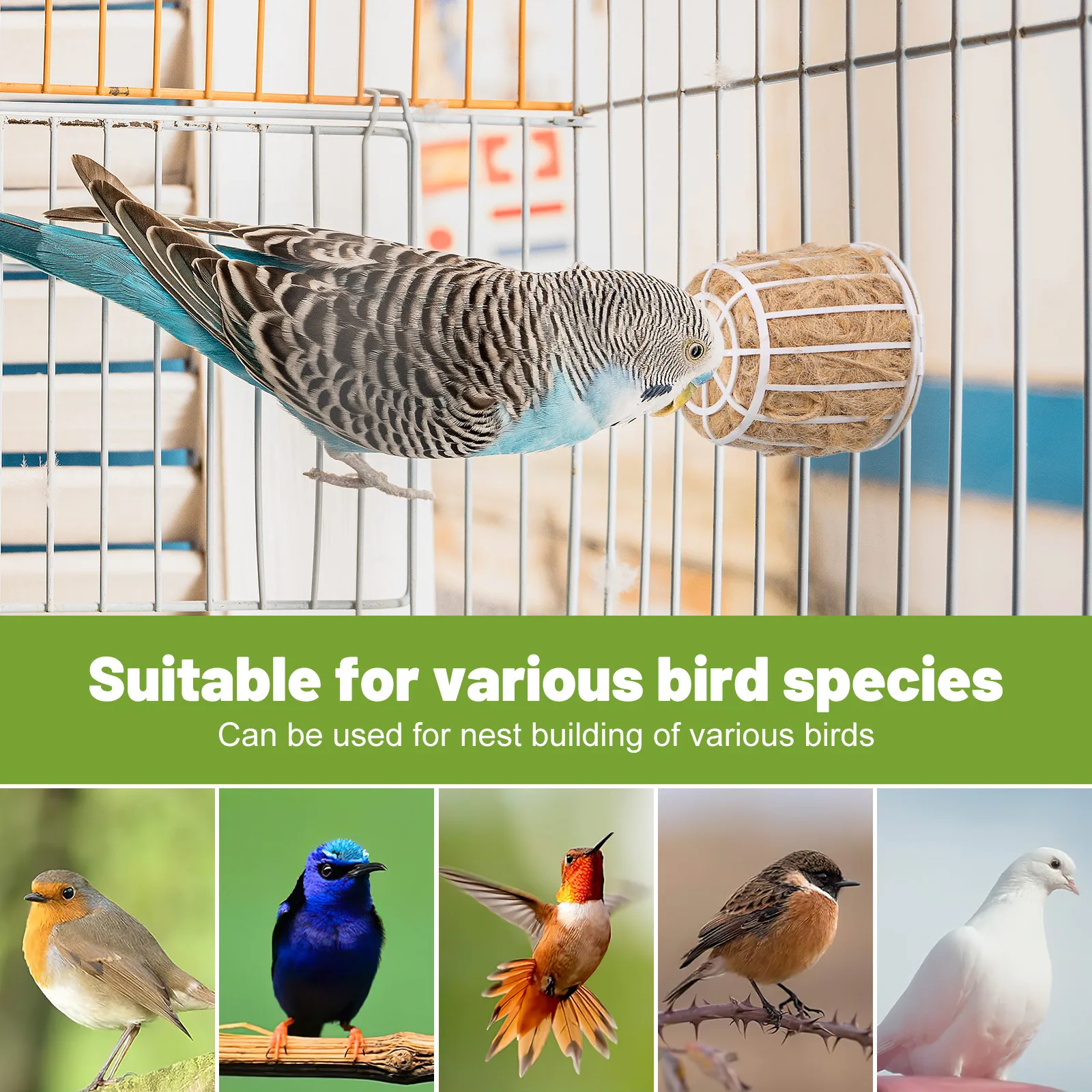 

Bird Nesting Material Cotton Jute Replaceable Bedding for Small Birds Canary Parakeet Finch Comfortable Nest Pad