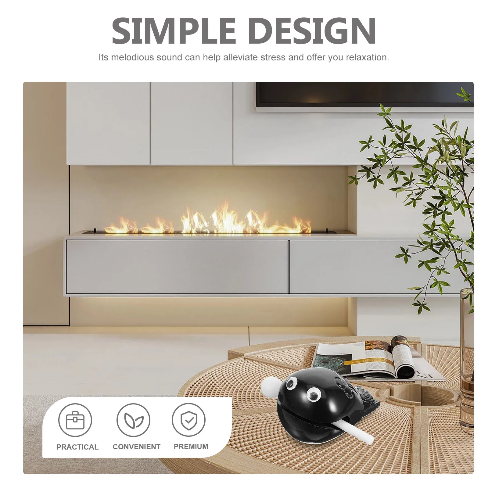 Wooden Fish Toy 3 Inch Black Temple Block Instrument Percussion Musical Rhythm Office Decompression Fish Plaything Small Size