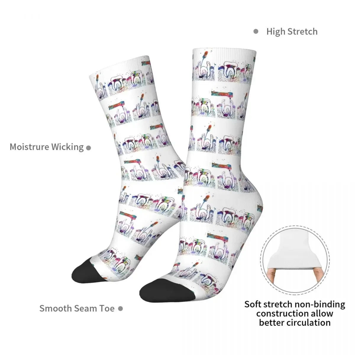 Root Canal Treatment Therapy Socks Harajuku Super Soft Stockings All Season Long Socks Accessories for Man's Woman's Gifts