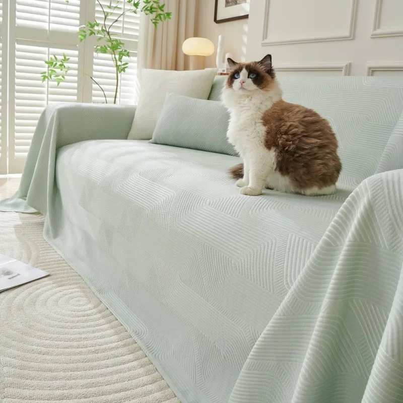 2026 New Ice Silk Summer Sofa Cover Solid Color Lazy Sofa Cloth with Cool Feeling Ice Silk Material