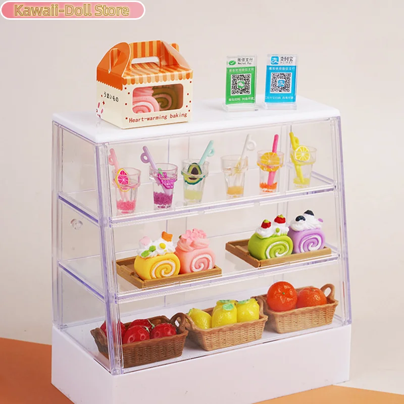 دمية مصغرة كعكة مخزن الديكور مخبز حامل عرض الغذاء نموذج اللعب منزل لفتاة هدية لعبة المطبخ