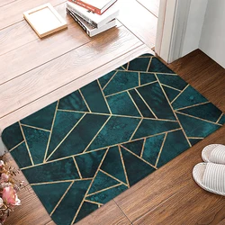 Blue Marble Geometric Pattern Kitchen Entrance Door Mat Coral Velvet Carpet Rubber Colorful Indoor Floor Mats Non-Anti-Slip Rug