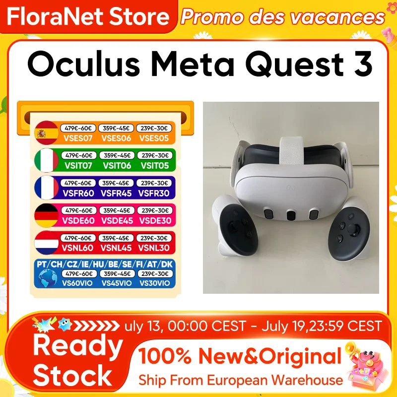 Oculus Quest 3 original de 512 GB, alta definición 2064x2208 píxeles, pantalla 4K+Infinita, 2.2 horas de duración de… — oferta en AliExpress