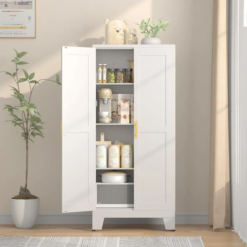 

61.02" Kitchen Pantry Cabinet, Kitchen Pantry Storage Cabinet with 2 Doors and Adjustable Shelves