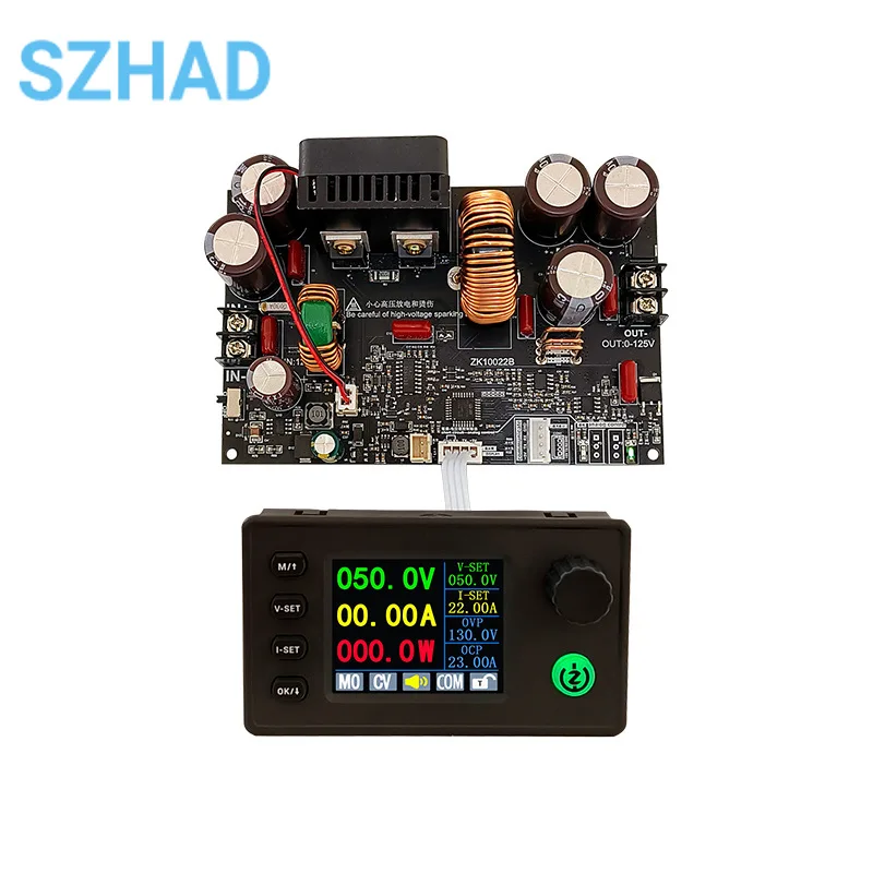 10022C Color Screen CNC Step-down DC Adjustable Voltage Regulator Constant Voltage Constant Current Module 0-125V/22A Three