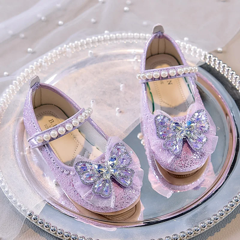 Mädchen Glitzer Strass Schmetterling Perlen Mary Jane Ballerinas Rutschfeste Weiche Sohle Kleinkind Mädchen Hochzeit Party Prinzessin Festliche Schuhe – Detail 14