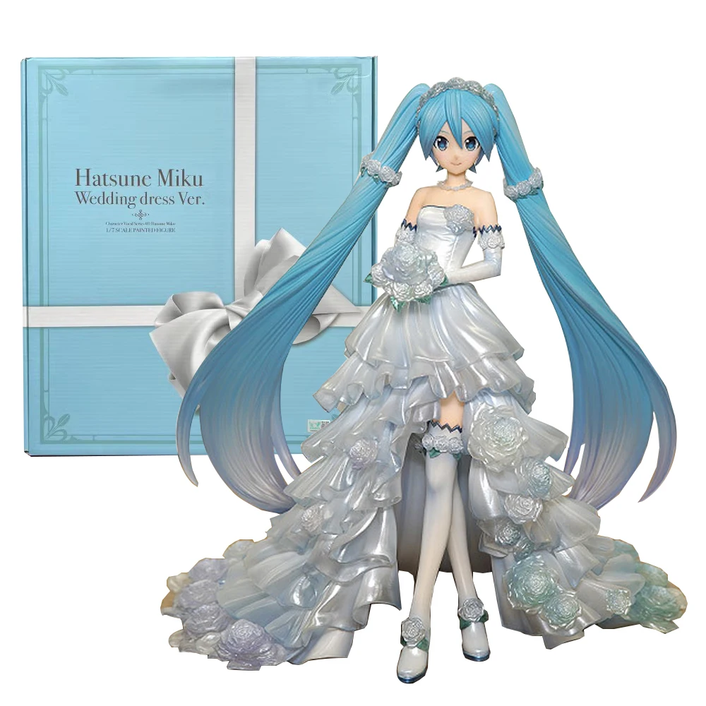 初音ミクアニメフィギュアウェディングドレス花おもちゃモデルギフトコレクションアクションフィギュアpvc-1-7-20cm