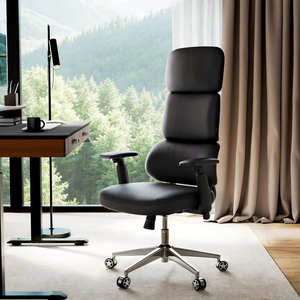 

Remi High Back Office Chair, PU Leather Office Chair with Wheels, Leather Desk Chair, Executive Office Chair Comfy for Home amp