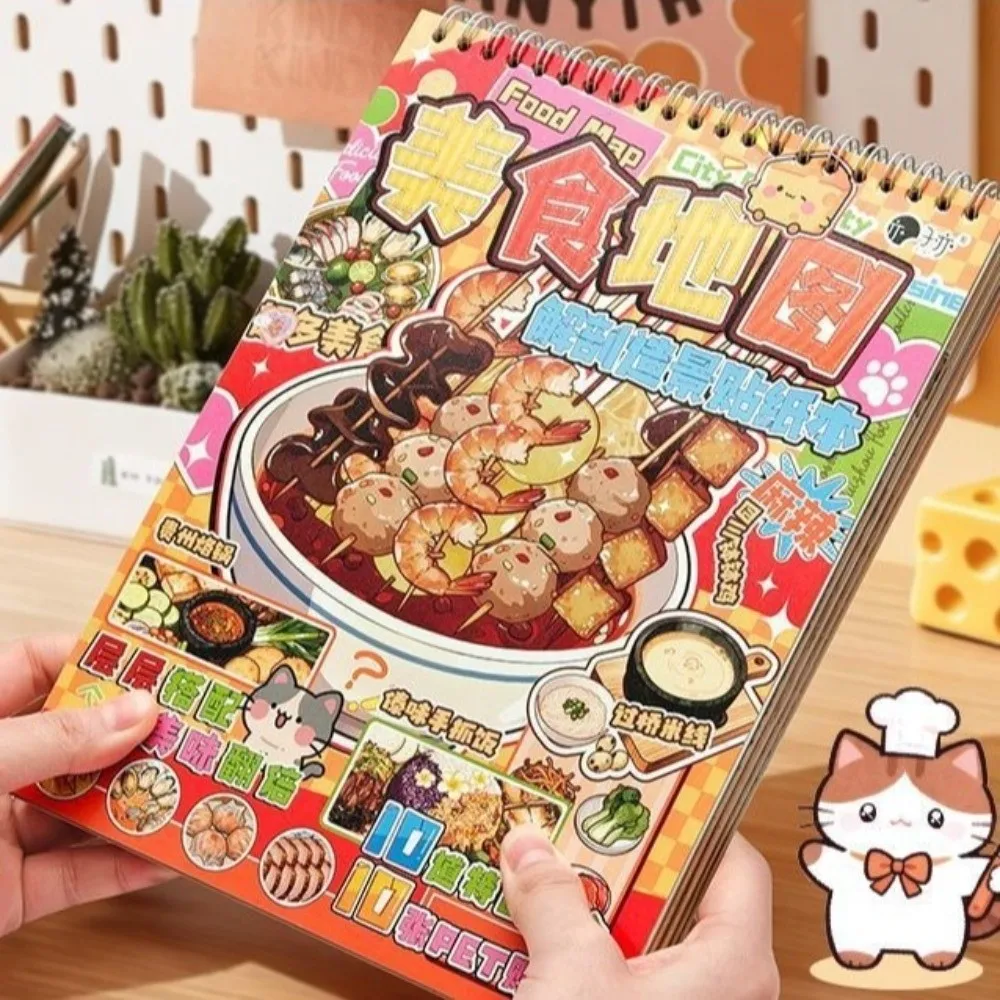 

Warm Style Miniature Landscape Sticker Visual Stacking PET DIY Sticker Book DIY Craft 10 Scene 20 Sheets Food Recipe Sticker