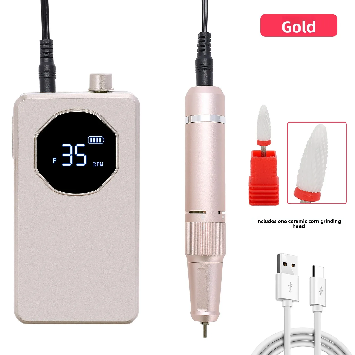 M11 Wireless Rechargeable Nail File, 35000RPM High Speed, Multifunctional Nail Removal & Polishing Tools