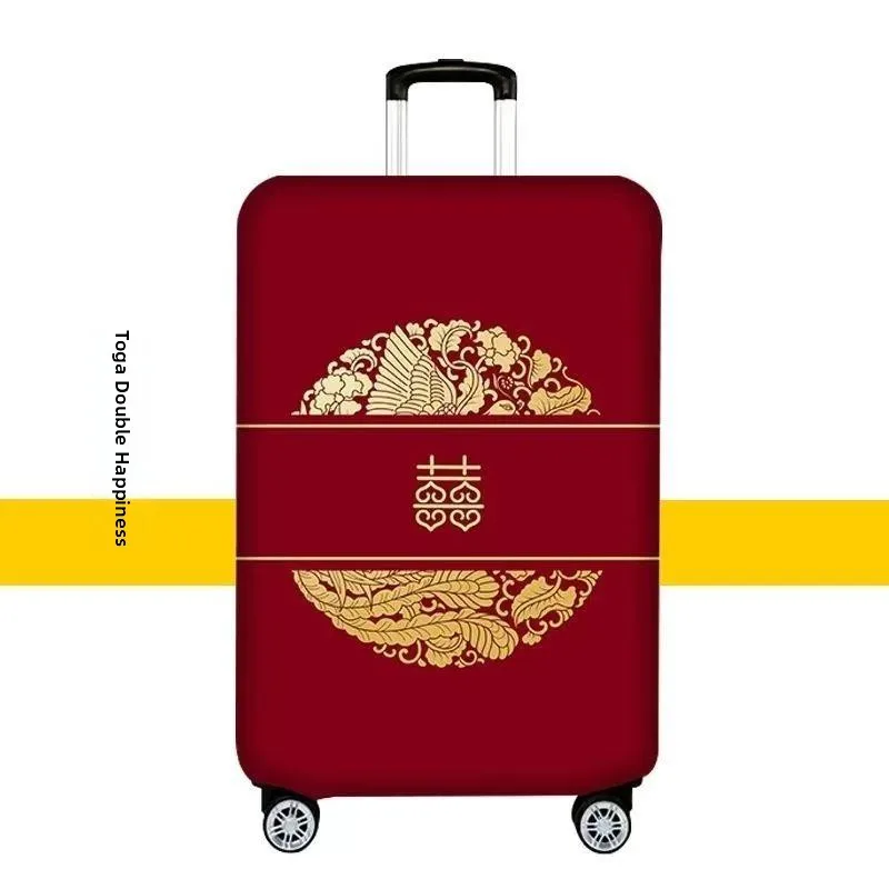 Wedding Celebration Red Luggage Cover Protective Suit for Marriage Password Box Leather Suitcase Dustproof Wear-resistant