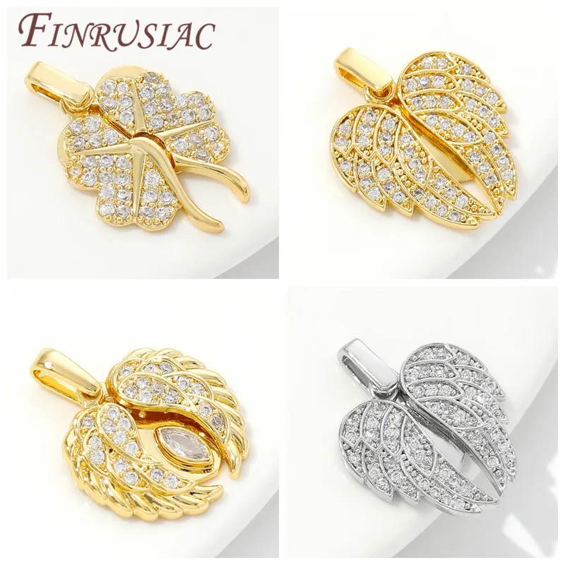 18K echt vergoldete Charms für Schmuck Halskette Zubehör Messing mit Zirkon Herz Anhänger DIY Schmuckherstellung Zubehör