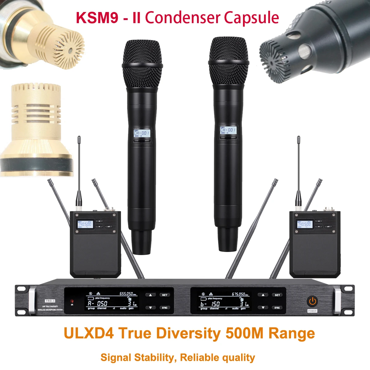 

ULXD4 KSM9 Condenser Beta87 Handheld Wireless Microphone System 2 Channel AD4D Dynamic Headset Mics