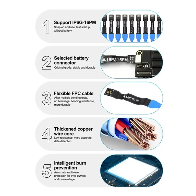 

Power Cable For Iphone SS-905 SE Power Cable For 6G/7/8/X/11/12/13/14/15/16PM Anti-Burn Power Test FPC Cable