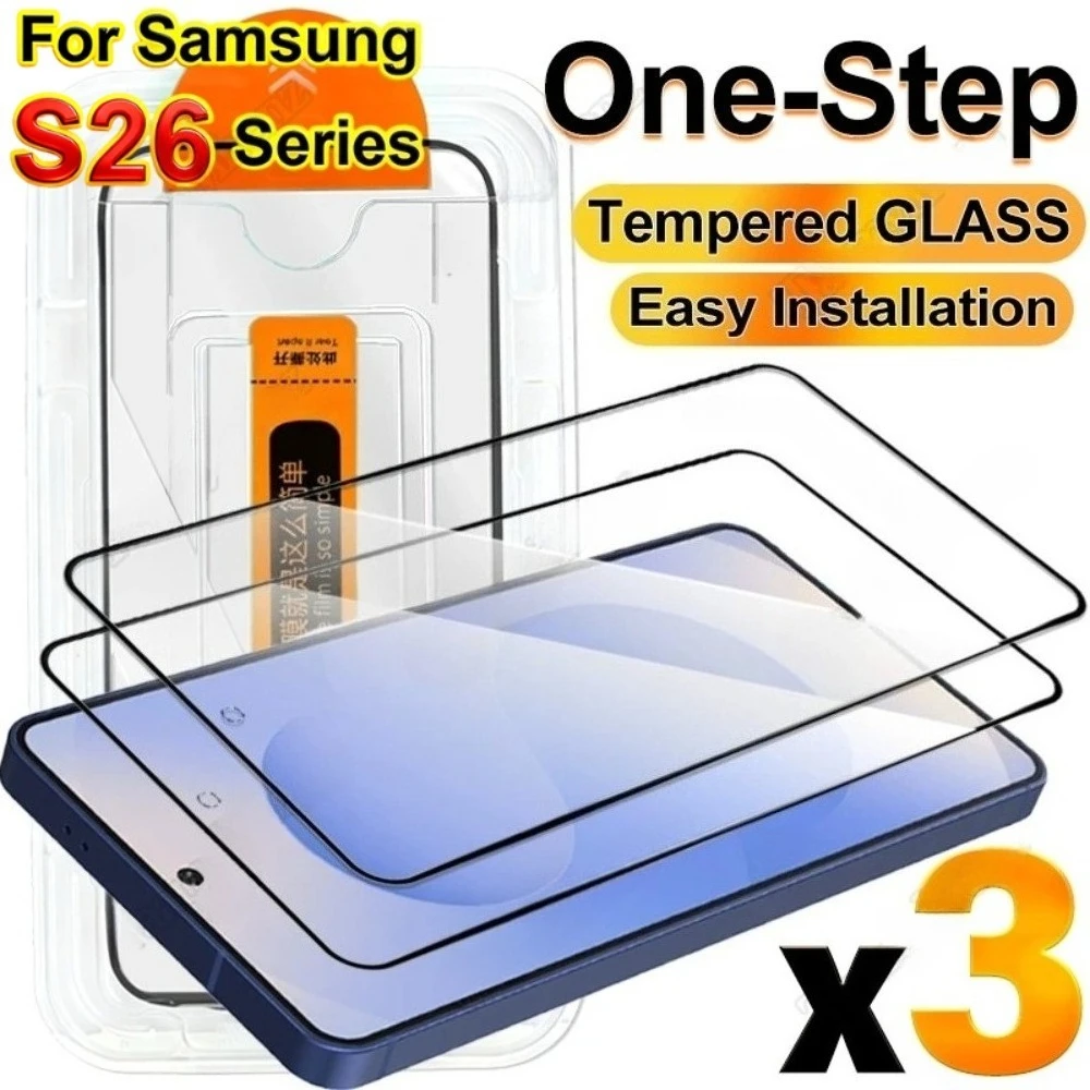 

3Pcs Full Cover Screen Protectors for Samsung Galaxy S26 S25 S24 Ultra S23 S22 S21 Plus S24 S25 FE Edge Easy Installation Glass