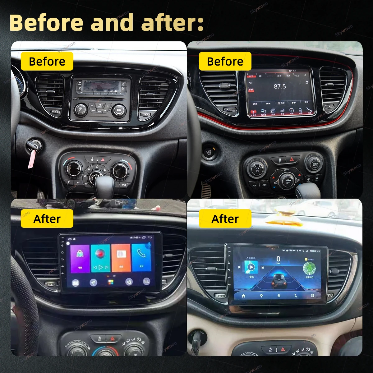 Car Radio for Dodge Dart Fiat Viaggio/Ottimo 2012-2017 Screen 2 Din Android Stereo Multimedia Navigation Head Unit Carplay WiFi