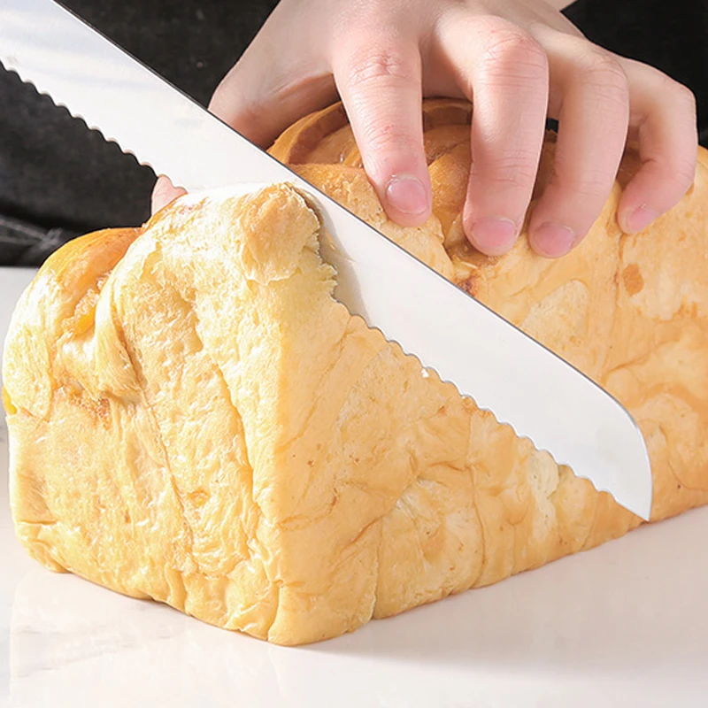 Bread Knife Stainless Steel Sawtooth Slicer Household Sandwich Baguette Cake Bread Toast Baking Cutting Knife Baking Tool