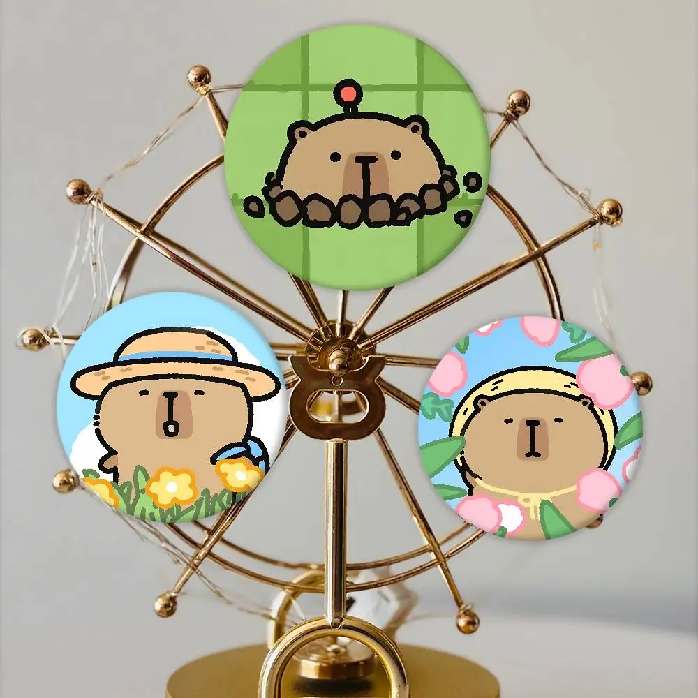Cute Capybara Badges Tinplate Soft Button Pin Brooch Metal Badge Custom Jewelry Accessories Hat Bag Lapel