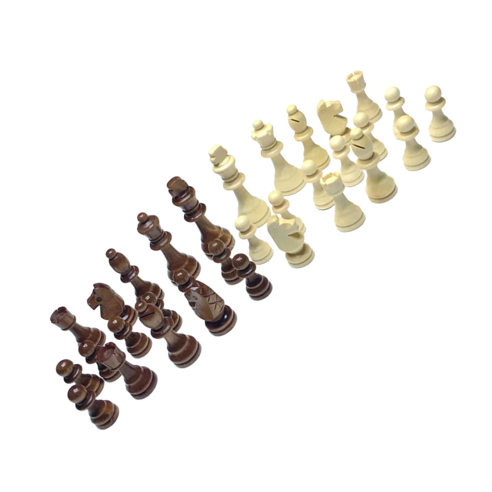 

32Pcs Durable Wooden Chess Pieces Fashion Board Game Set Stimulate Kids Imagination and Decision Making Fashion Chess Piece
