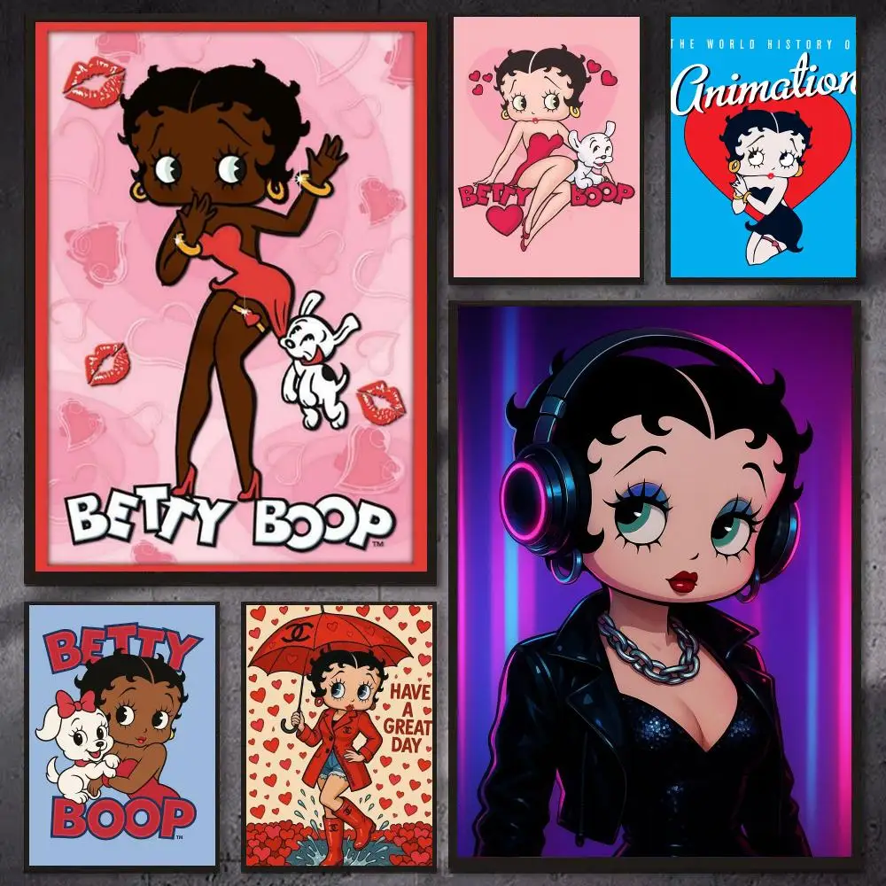 Cartoon B-Betty Boop Poster Modern Aesthetic Gaming Room Decor Canvas Wall Art Poster Cool Room Stuff