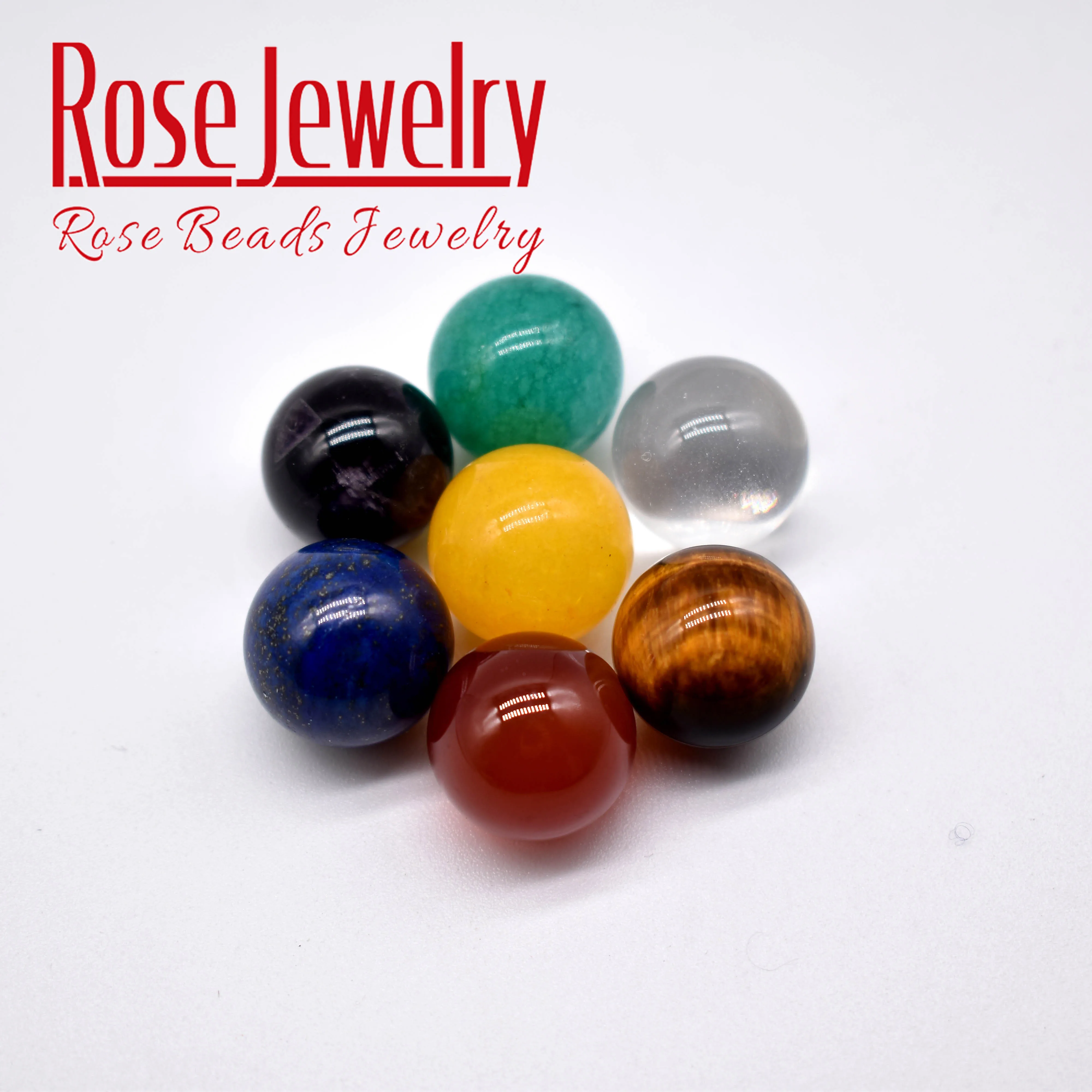 Natural Stone Tiger Eye Lapis Lazuli Crystal Agates Amethyst Ball Round Beads No Hole Beads Healing Crystal Rock Mineral Beads