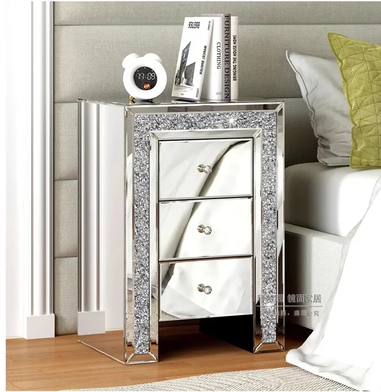 Mirror Bedside Table Modern Simple Bedroom Bedside Cabinet Light Luxury Multifunctional Household Storage Storage Cabinet New