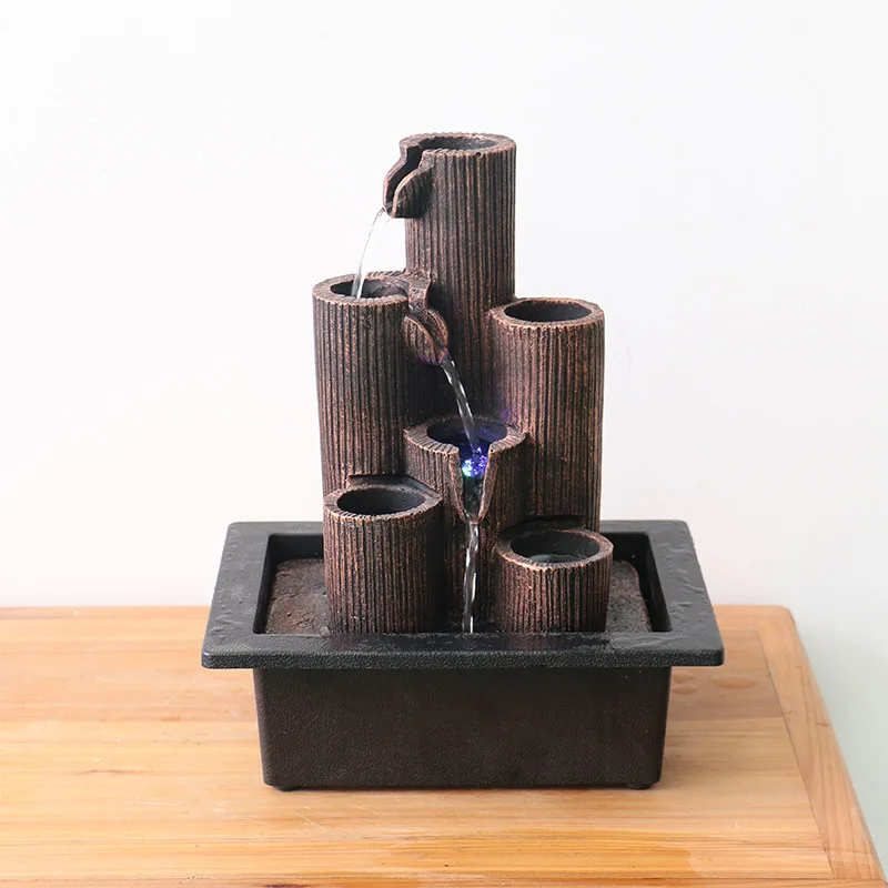 Relaxation Indoor Tabletop Water Fountain Zen Garden Combo Decor With Tealight Candle Holder Feature Home