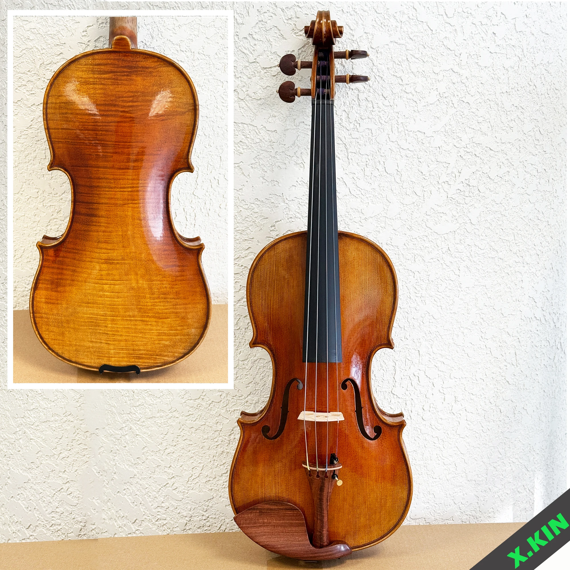 

Полный набор скрипок 4/4 ручной работы для начинающих, студентов и взрослых, футляр и смычок, фурнитура из черного дерева, модель Страдивари 1715