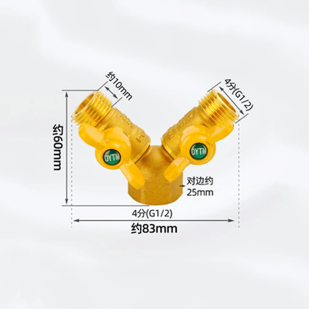 DN15 1/2 "BSP Männlich-weibliche Y Form 3 Ports Splitter Messing Ball Ventil Gas Kraftstoff Schalter Home Garten – Detail 4