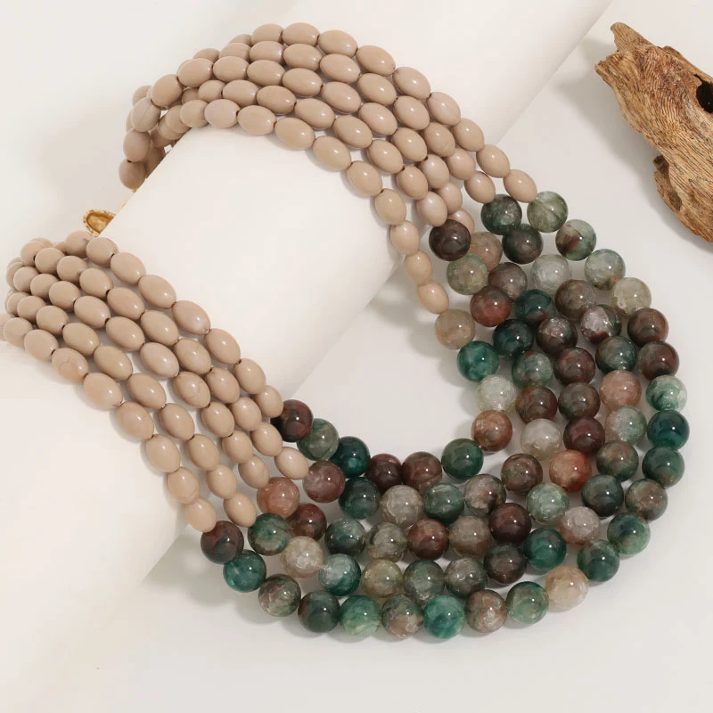 Mehrschichtige Perlenkette mit Statement-Boho-Farbverlauf, handgefertigt für Damen, Hochzeit, Party, Schmuck – Detail 2