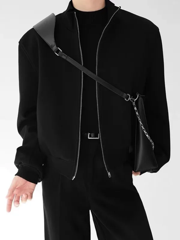 

Cleanfit Hoodie Jaet Men's Loose Fit Zipper Flight Jaet Pure Color Spring Autumn High-End Feel Stand Sle Long Sve