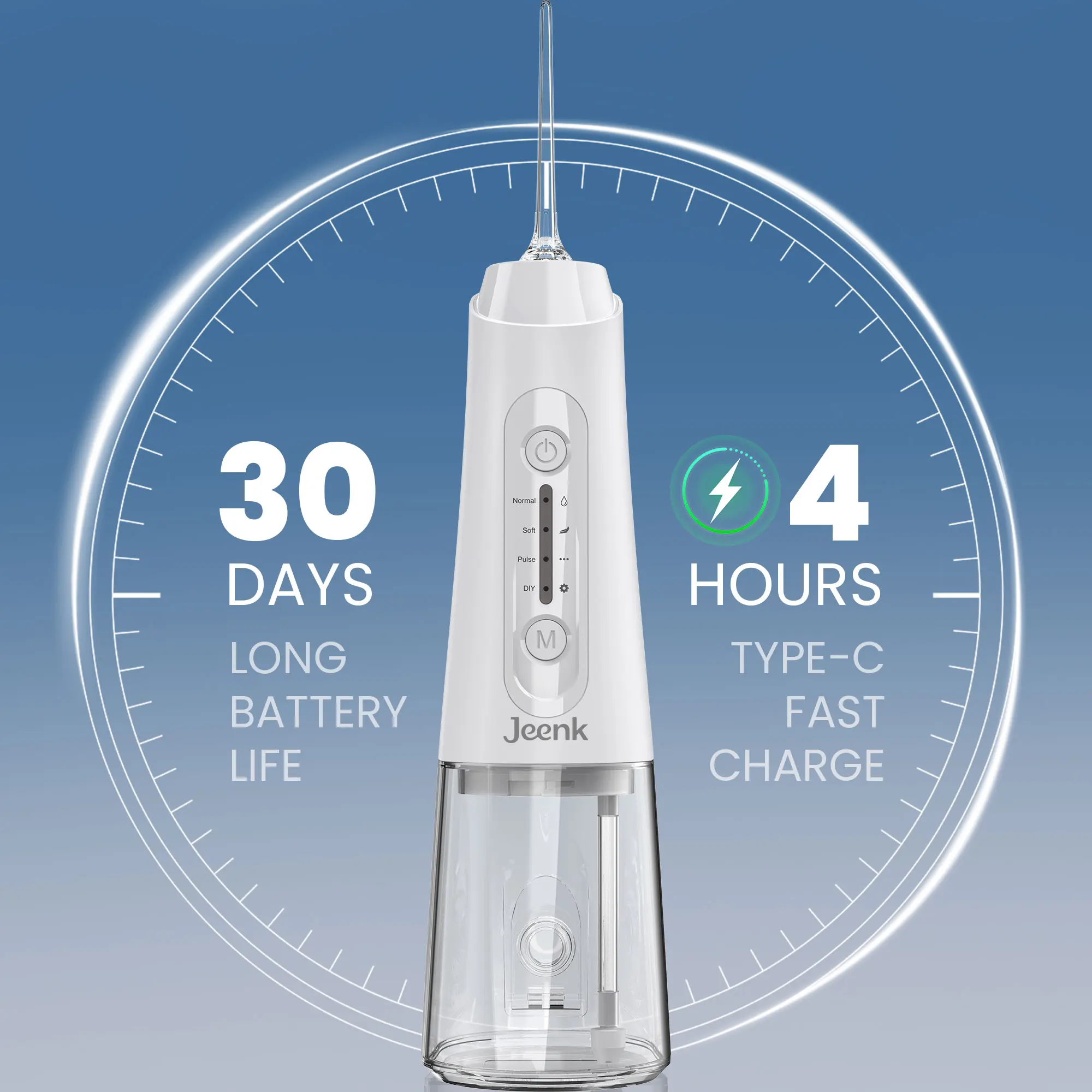 Jeenk 320ML 구강 세정기 USB 충전식 워터 플로셔 휴대용 치과 워터 제트 치아 클리너 4 모드 성인 방수