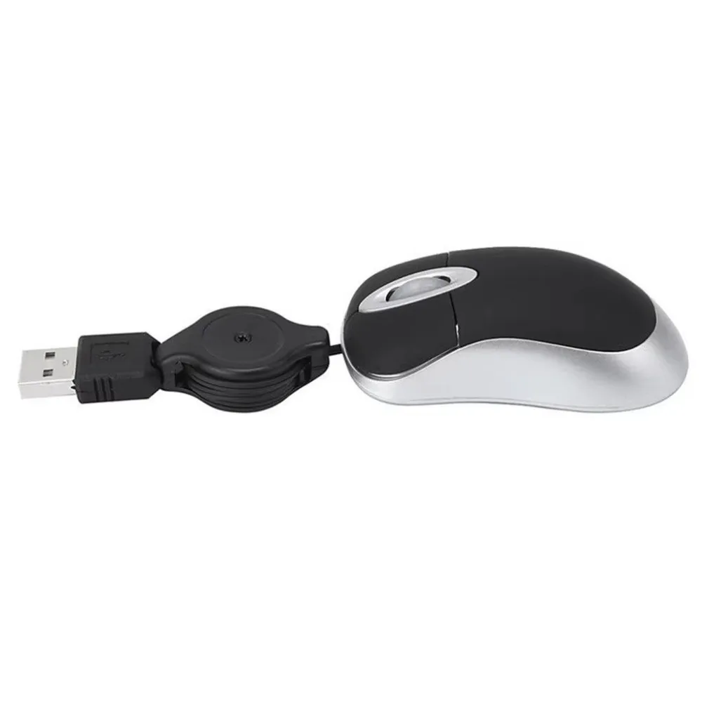 Retractable Cable USB Wired Mouse Lightweight Plug-and-Play mini Retractable Mouse Portable Ergonomic Shape Computer Mice