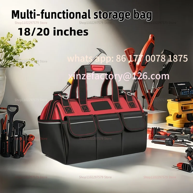 Customizable 1680D Oxford Tool Bag Waterproof Electrician Work Wrench Organizer Heavy Duty Storage Utility Bag for Professionals