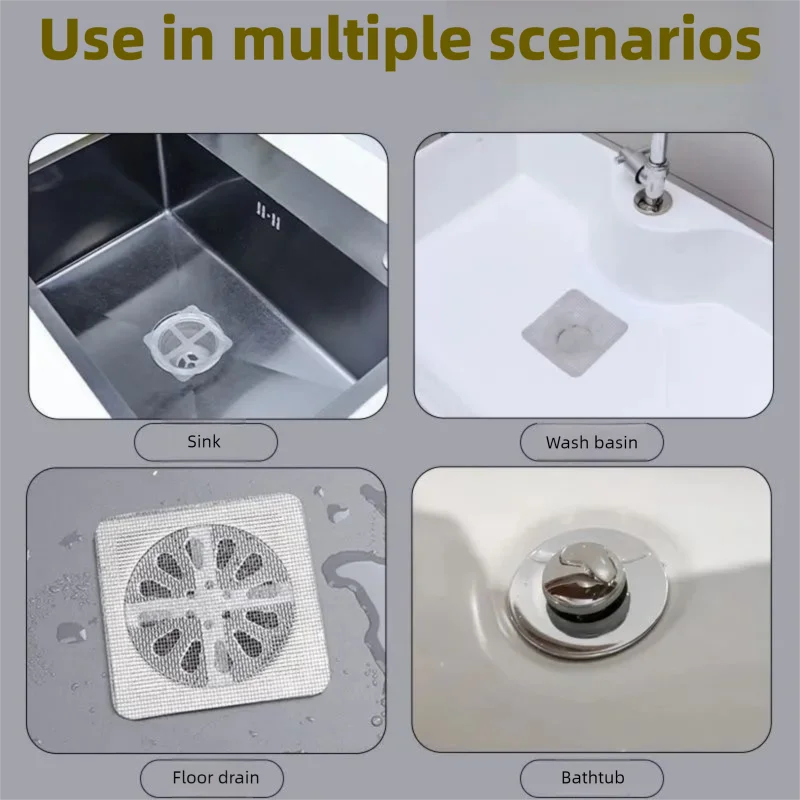 

10 шт. одноразовых сетчатых наклеек-фильтров для улавливания волос в душевых и напольных сливах - Аксессуар для ванной комнаты