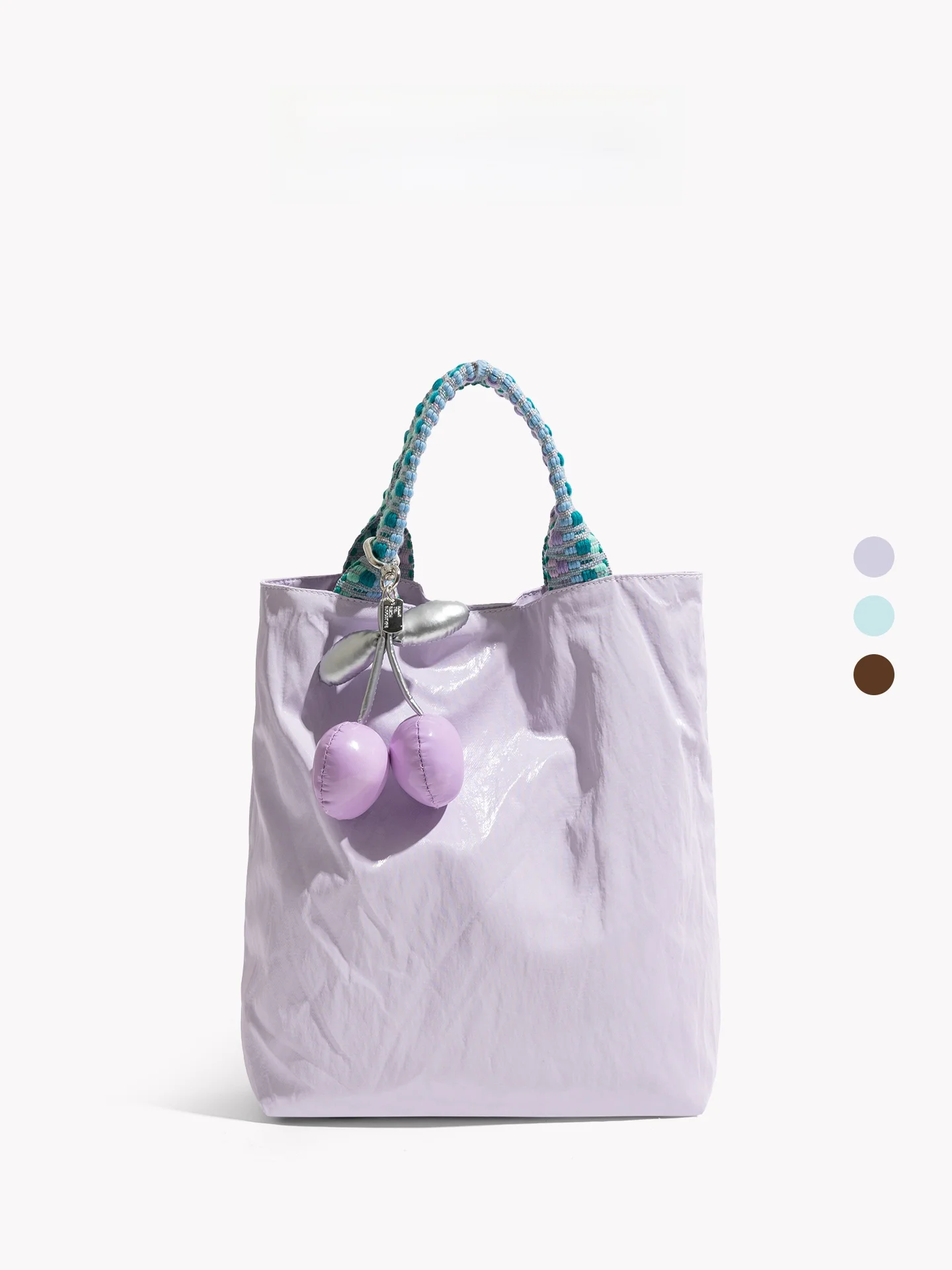 

Cherry Pendant Soft Leather Waterproof Handbag Women's Tote Bag Orange Girl's New 2026 Fashion Canvas Magnetic Closure